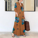 Vintage Printed Shirt Dress Women's Spring Sundress