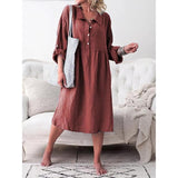 Loose button mid-length dress