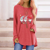 Print Loose Round Neck Long Sleeve T-shirt