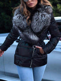 Womens winter faux fur collar coats