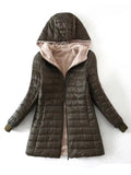 FLEECE QUILTED COTTON THERMAL SLIM ZIPPER DOWN JACKET