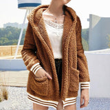 Long Sleeve Hooded Pockets Fur Coats