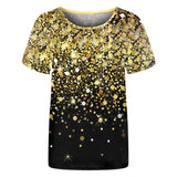 Special Gold Print Round Neck Top