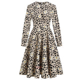 Leopard With Daisy Print Vintage Dress with Sleeves