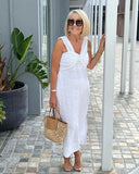 Gorgeous Linen Sleeveless White Dress