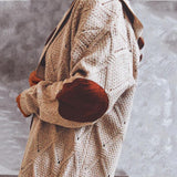 Hooded Cardigan Solid Color Long Sleeve Braid Knit Sweater Coat