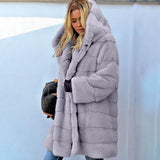 Loose Plush Hooded Imitation Fur Coat