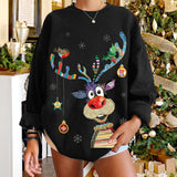 Cute Elk Christmas Irregular Women's T-shirt