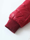 FLEECE QUILTED COTTON THERMAL SLIM ZIPPER DOWN JACKET