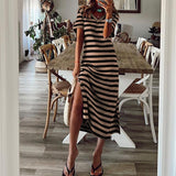 Loose Short Sleeve Striped Straight Dress