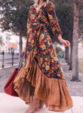 Vintage Elegant Floral Long Sleeves A-line Casual Dresses