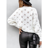 Solid Color Bubble Bead Hollow Loose Sweater