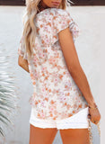 Butterfly Sleeves Floral Print Blouses Tops