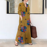 Vintage Printed Shirt Dress Women's Spring Sundress