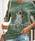 Casual owl print stretch top