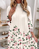 Elegant Floral Printed Knee-length Dress