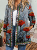 Vintage printing long sleeve jacket jacket cardigan