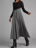2021 Cotton-Blend Elegant Women V-Neck A-Line Dress