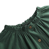 Elegant Button Ruffle Dress Women's Autumn Sundress