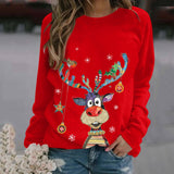 White Cute Elk Christmas Irregular Women's T-shirt