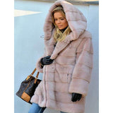 Loose Plush Hooded Imitation Fur Coat