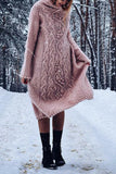 Long Sleeves Solid Knitted Shift Sweater Dress