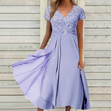 Lace Chiffon Midi Dress