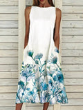 Summer new elegant dress with floral print hem