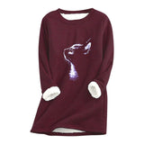 Printed plush sweater-cat head (S-5XL)