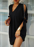 Sexy V-Neck Casual Solid Loose Dress