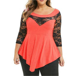 Plus Size Women Casual Irregular Shirt Off Shoulder