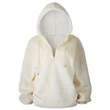 Velvet Solid Color Zipper Warm Oversized Hoodie