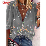 Large size loose women's blouse 2021 Summer ladies blouse tops high quality casual V-neck nine-point sleeve women shirts butterfly