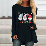 Print Loose Round Neck Long Sleeve T-shirt