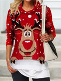 Christmas printed pile of long-sleeved T-shirt women's top new