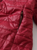 FLEECE QUILTED COTTON THERMAL SLIM ZIPPER DOWN JACKET