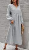 Fashion Women's Cotton Loose Lantern Sleeve Dress