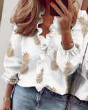 Elegant Long Sleeve White Shirt Solid Plus Size