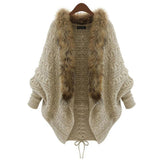 Soft Fur Collar Batwing Sleeves Cardigans