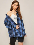 Plaid Print Button Front Overshirt