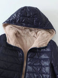 FLEECE QUILTED COTTON THERMAL SLIM ZIPPER DOWN JACKET