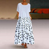 Plus Size 2 Piece Dress Polka Dot Loose Dress Tops + Sleeveless Dress Set Long Maxi Dress