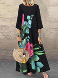 Flower Print Casual Maxi Dress