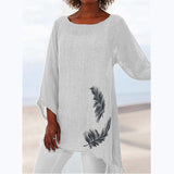 Printed Round Neck Long Sleeve Pullover T-shirt