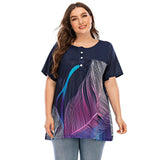 Plus Size Pritn T-shirts Women Summer Short Sleeve