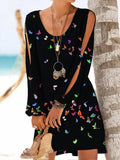 O-Neck Mini Dress Women Beach Dresses