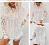 Fashion lace stitching hollow top