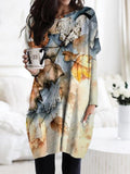 Printed long sleeves dress for fall