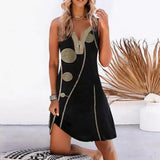 Hollow Out O-Neck Mini Casual Sleeveless Printing Dress