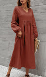 Fashion Women's Cotton Loose Lantern Sleeve Dress